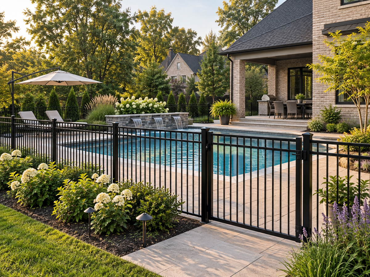 Modern Black Ornamental Aluminum Pool Fence.