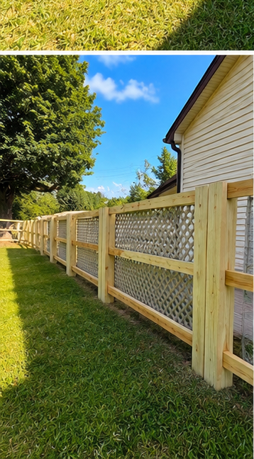 Wood post and rail fence